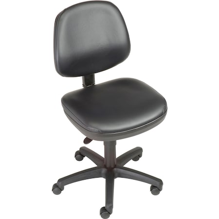 Interion By Global Industrial Interion Task Stool With Adjustable Arms & Mid Back, Vinyl, Black 516242